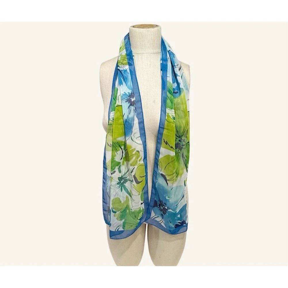 Women Vintage Floral Rectangle Scarf 56” x13”